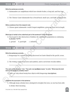 Aperçu du contenu 2_Daily Language Review, Grade 8 Student Edition Workbook