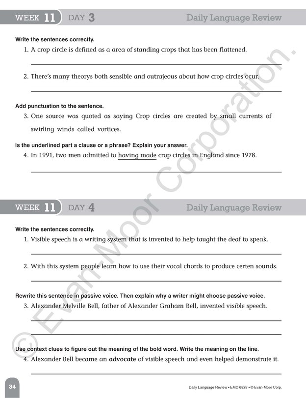 Aperçu du contenu 5_Daily Language Review, Grade 8 Student Edition Workbook