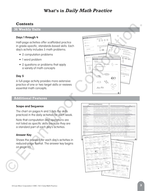 Aperçu du contenu_Daily Math Practice, Grade 1 Teacher Edition