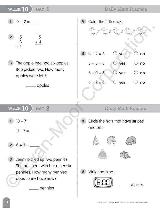 Aperçu du contenu 4_Daily Math Practice, Grade 1 Teacher Edition