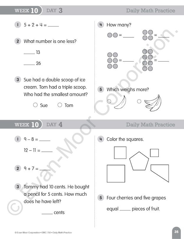 Aperçu du contenu 5_Daily Math Practice, Grade 1 Teacher Edition