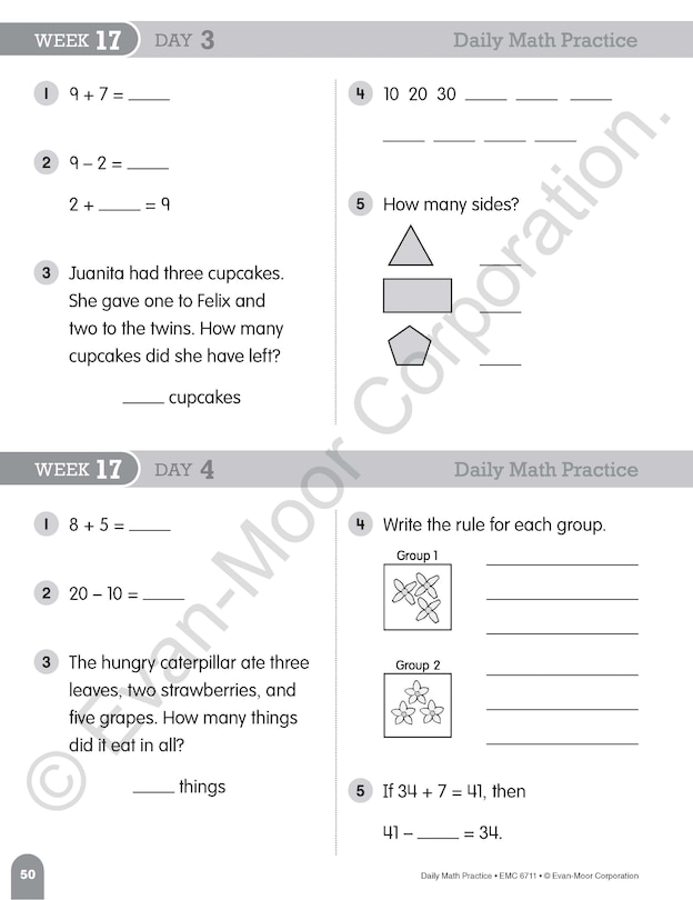 Sample content 5_Daily Math Practice, Grade 1 Student Edition Workbook