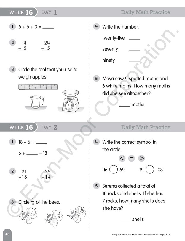 Aperçu du contenu_Daily Math Practice, Grade 2 Student Edition Workbook