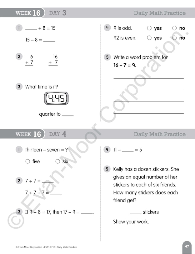 Aperçu du contenu 2_Daily Math Practice, Grade 2 Student Edition Workbook