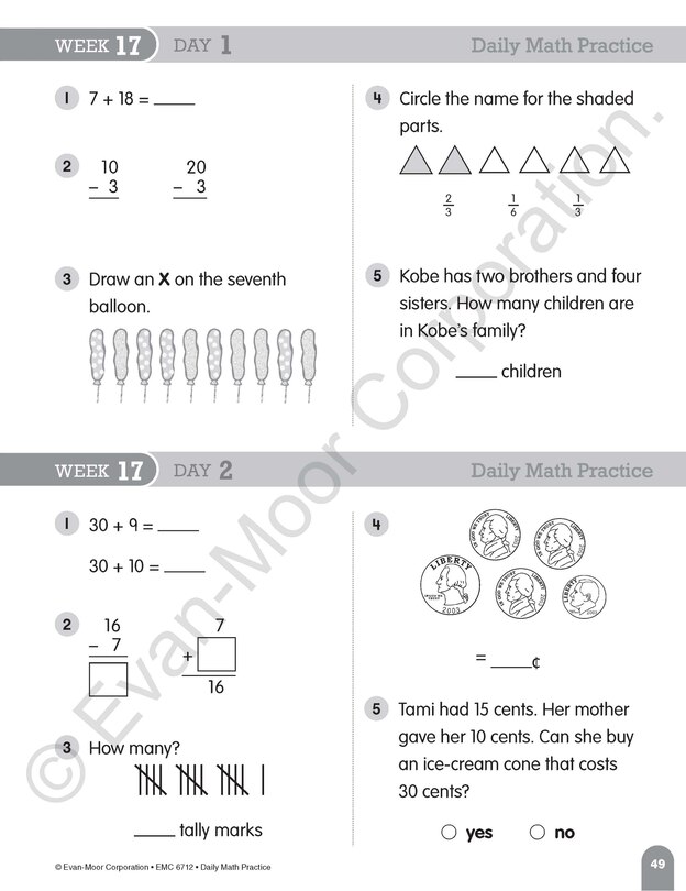 Aperçu du contenu 4_Daily Math Practice, Grade 2 Student Edition Workbook