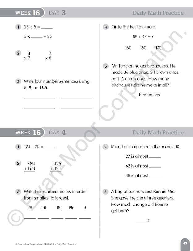 Sample content_Daily Math Practice, Grade 3 Student Edition Workbook