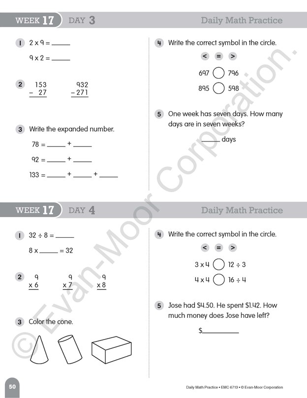 Sample content 4_Daily Math Practice, Grade 3 Student Edition Workbook