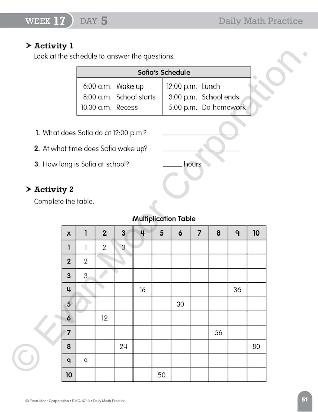 Sample content 5_Daily Math Practice, Grade 3 Student Edition Workbook