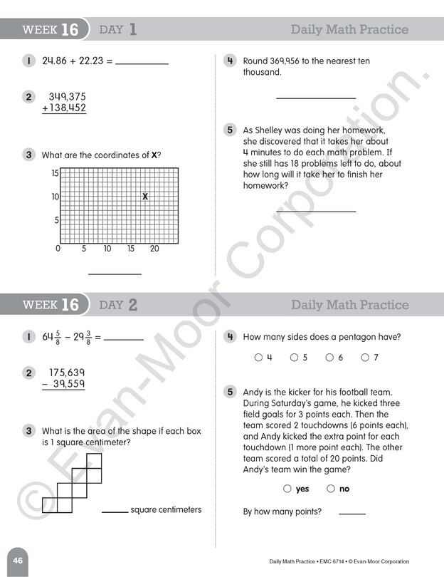 Aperçu du contenu_Daily Math Practice, Grade 4 Student Edition Workbook (5-pack)