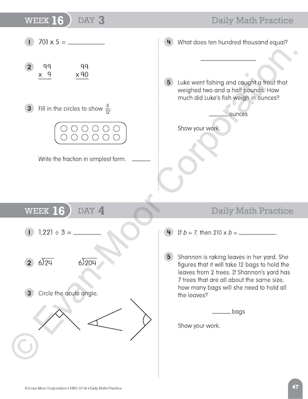 Aperçu du contenu 2_Daily Math Practice, Grade 4 Student Edition Workbook (5-pack)
