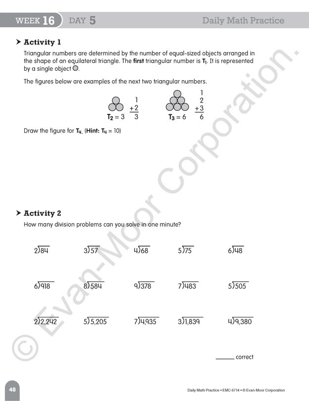 Aperçu du contenu 3_Daily Math Practice, Grade 4 Student Edition Workbook (5-pack)