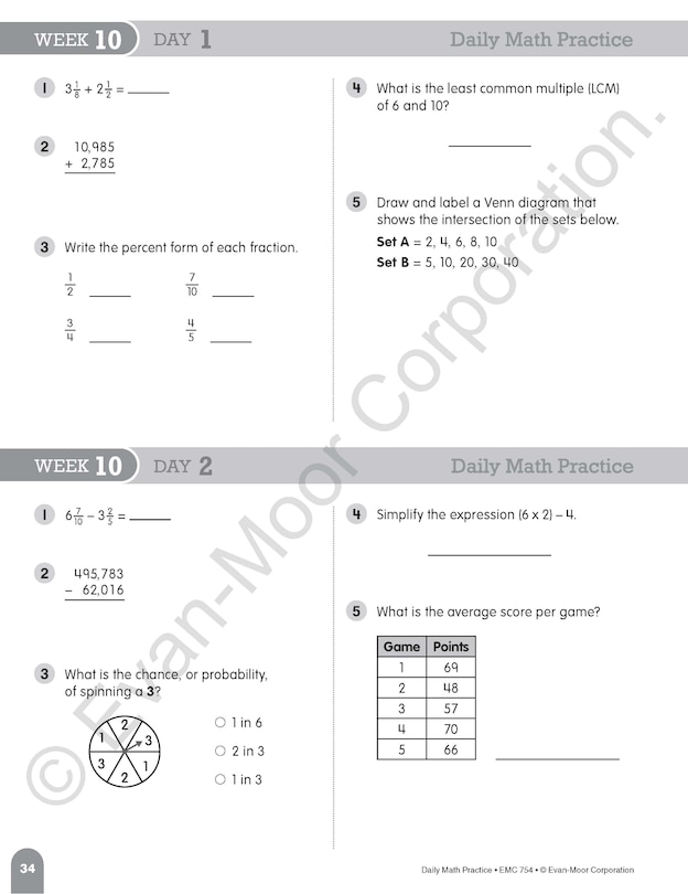Sample content 4_Daily Math Practice, Grade 5 Teacher Edition