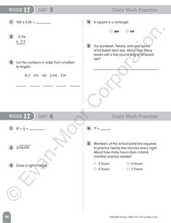 Aperçu du contenu 5_Daily Math Practice, Grade 5 Student Edition Workbook (5-pack)