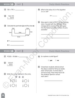 Aperçu du contenu_Daily Math Practice, Grade 5 Student Edition Workbook