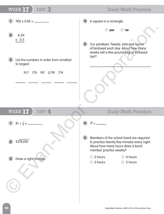 Aperçu du contenu 5_Daily Math Practice, Grade 5 Student Edition Workbook