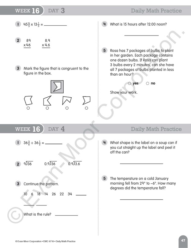 Aperçu du contenu 2_Daily Math Practice, Grade 6 Student Edition Workbook