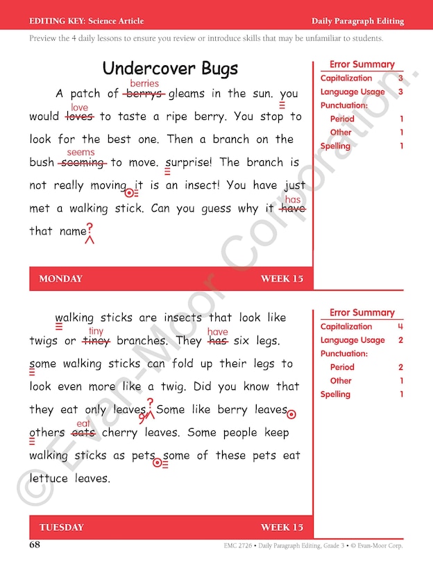 Aperçu du contenu 2_Daily Paragraph Editing, Grade 3 Teacher Edition