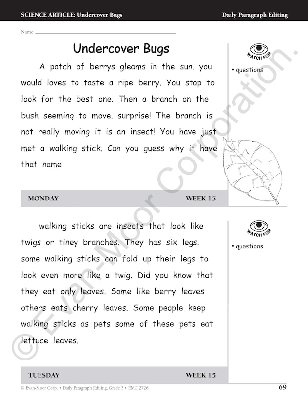 Aperçu du contenu 3_Daily Paragraph Editing, Grade 3 Teacher Edition