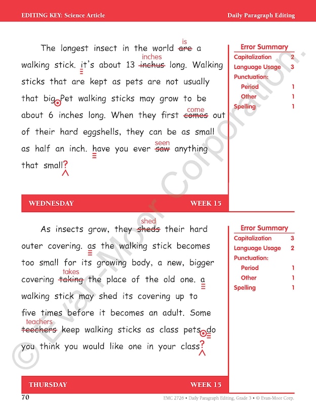 Aperçu du contenu 4_Daily Paragraph Editing, Grade 3 Teacher Edition