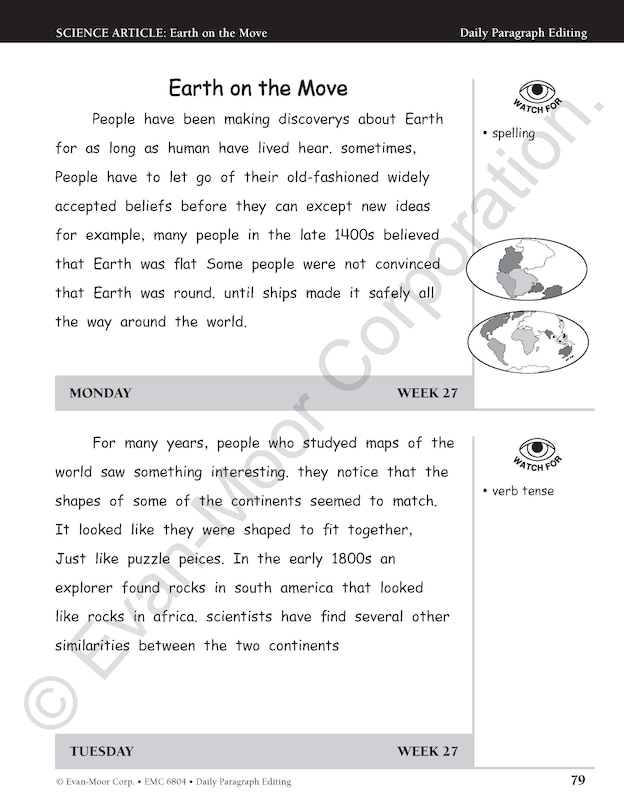 Aperçu du contenu_Daily Paragraph Editing, Grade 4 Student Edition Workbook