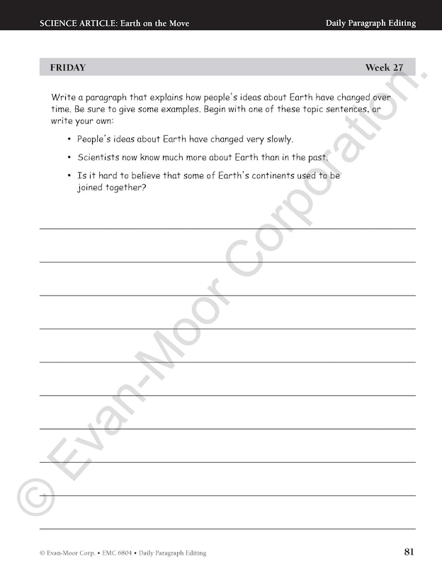 Aperçu du contenu 3_Daily Paragraph Editing, Grade 4 Student Edition Workbook