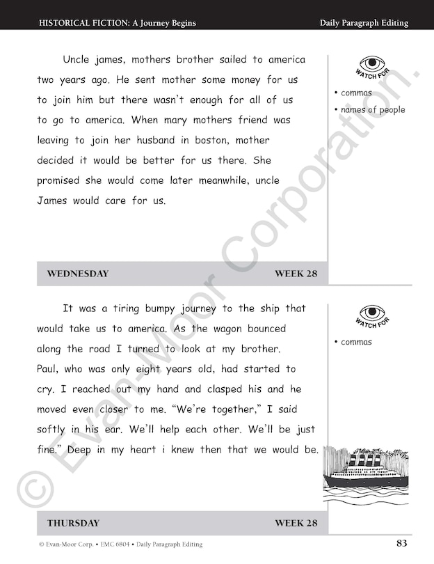 Aperçu du contenu 5_Daily Paragraph Editing, Grade 4 Student Edition Workbook