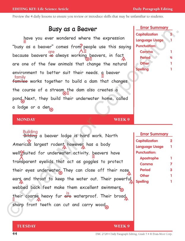 Sample content 2_Daily Paragraph Editing, Grade 5 Teacher Edition