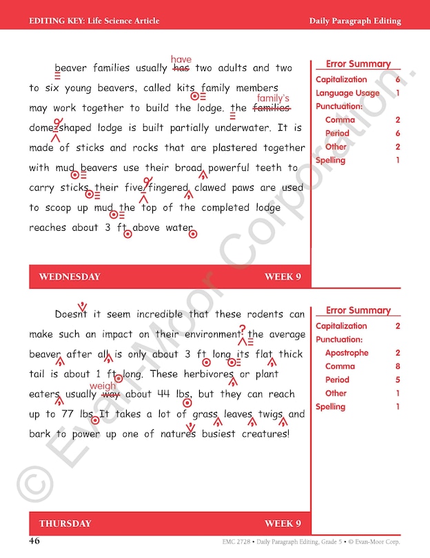 Sample content 4_Daily Paragraph Editing, Grade 5 Teacher Edition