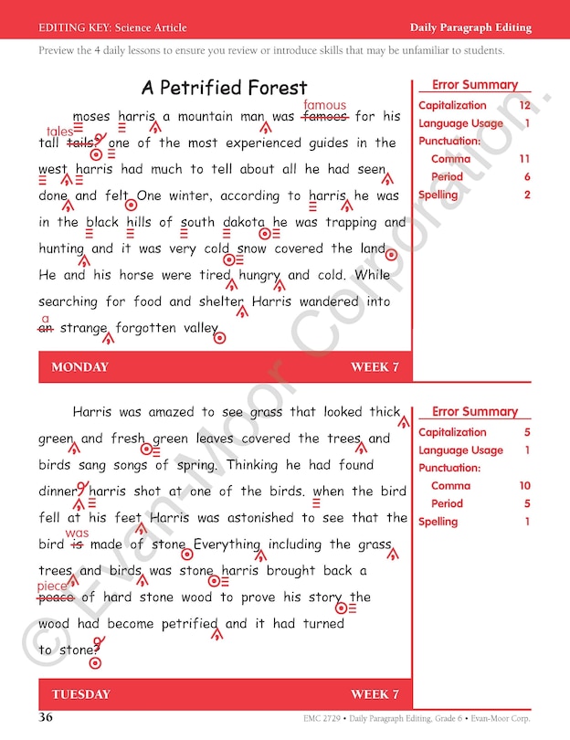 Sample content 2_Daily Paragraph Editing, Grade 6 Teacher Edition