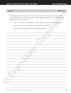 Aperçu du contenu 3_Daily Paragraph Editing, Grade 6 Student Edition Workbook