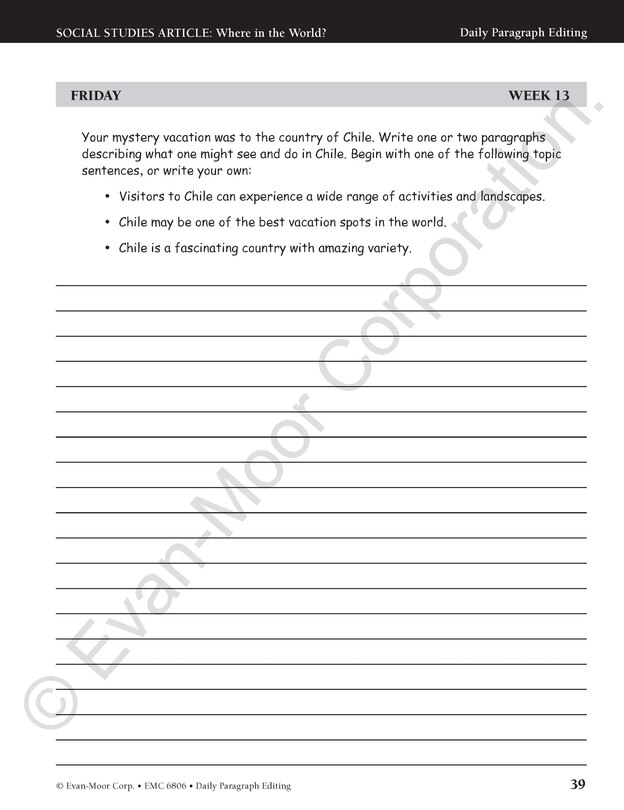 Aperçu du contenu 3_Daily Paragraph Editing, Grade 6 Student Edition Workbook