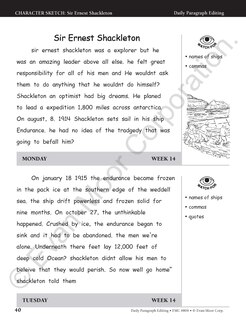 Aperçu du contenu 4_Daily Paragraph Editing, Grade 6 Student Edition Workbook