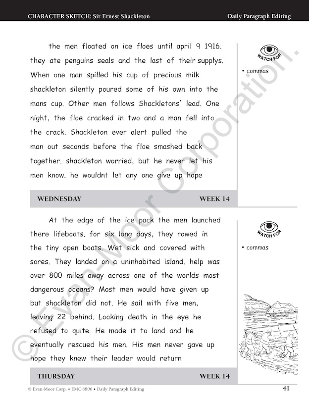Aperçu du contenu 5_Daily Paragraph Editing, Grade 6 Student Edition Workbook