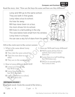 Sample content_Daily Reading Comprehension, Grade 1 Student Edition Workbook