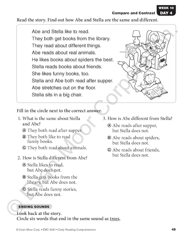 Sample content 4_Daily Reading Comprehension, Grade 1 Student Edition Workbook