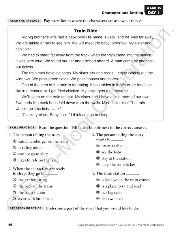 Aperçu du contenu_Daily Reading Comprehension, Grade 2 Student Edition Workbook