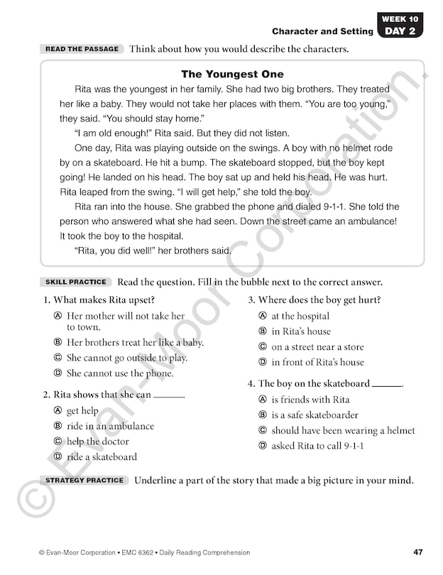 Aperçu du contenu 2_Daily Reading Comprehension, Grade 2 Student Edition Workbook