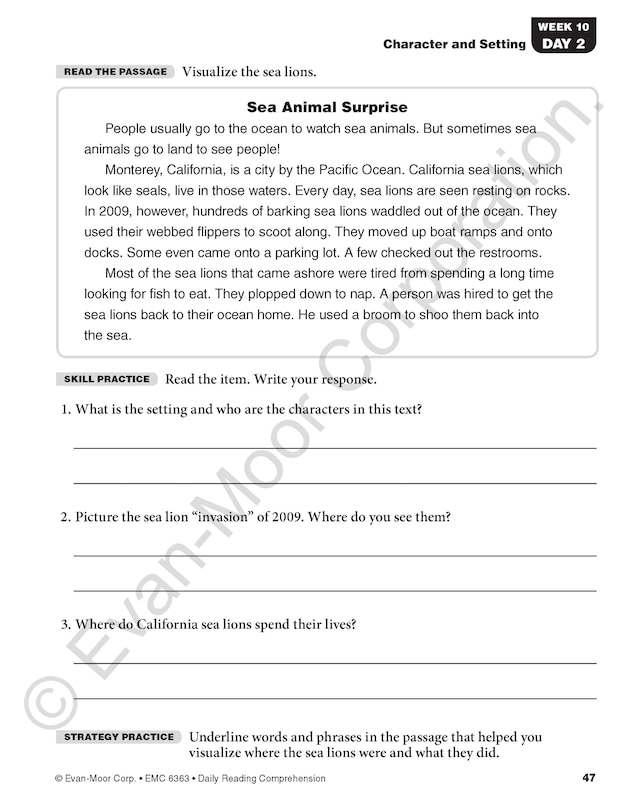 Sample content 2_Daily Reading Comprehension, Grade 3 Student Edition Workbook