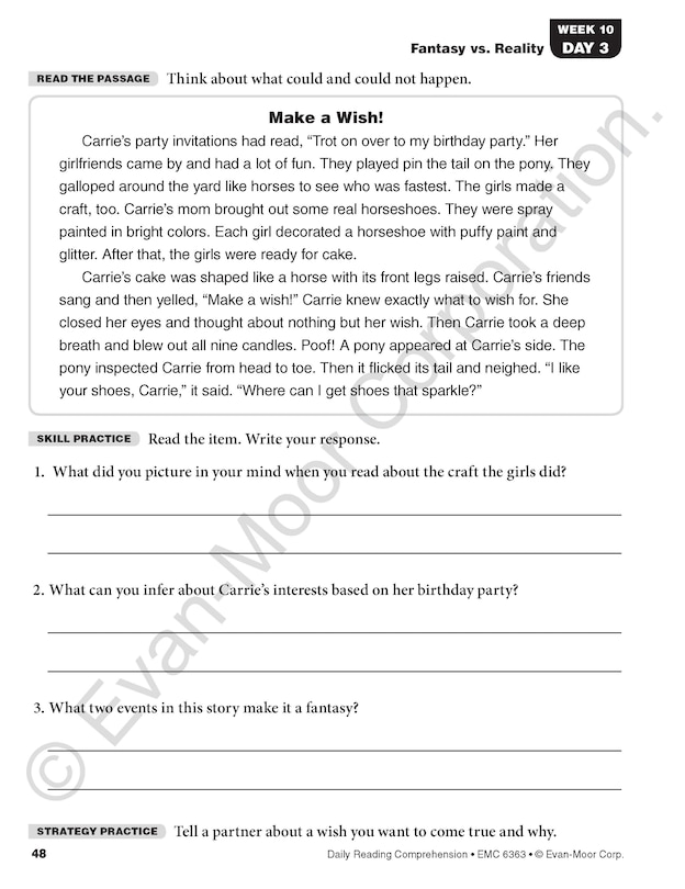 Sample content 3_Daily Reading Comprehension, Grade 3 Student Edition Workbook
