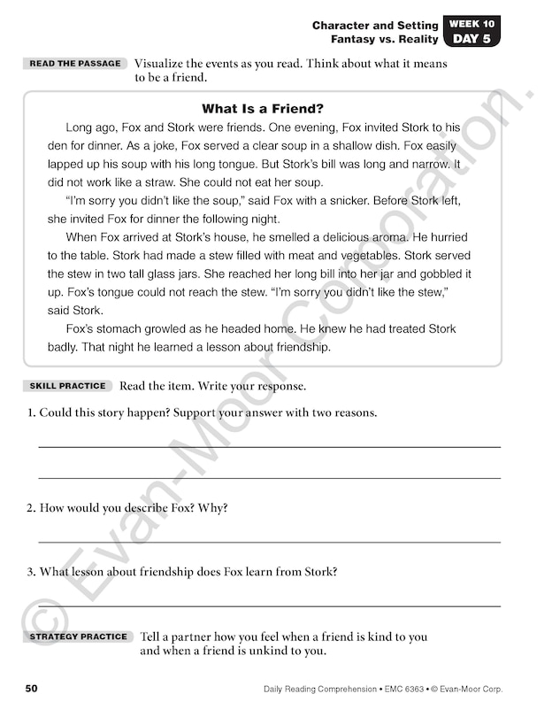 Sample content 5_Daily Reading Comprehension, Grade 3 Student Edition Workbook