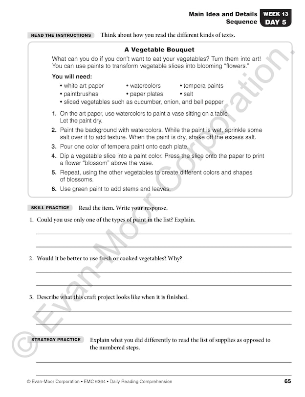 Aperçu du contenu 5_Daily Reading Comprehension, Grade 4 Student Edition Workbook