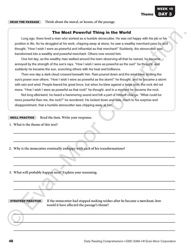 Aperçu du contenu 3_Daily Reading Comprehension, Grade 6 Student Edition Workbook (5-pack)