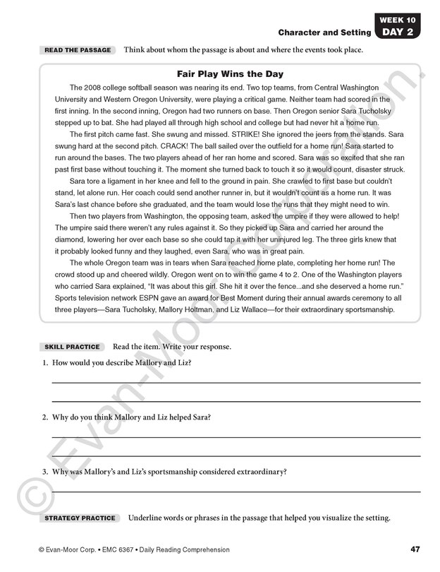 Aperçu du contenu 2_Daily Reading Comprehension, Grade 7 Student Edition Workbook