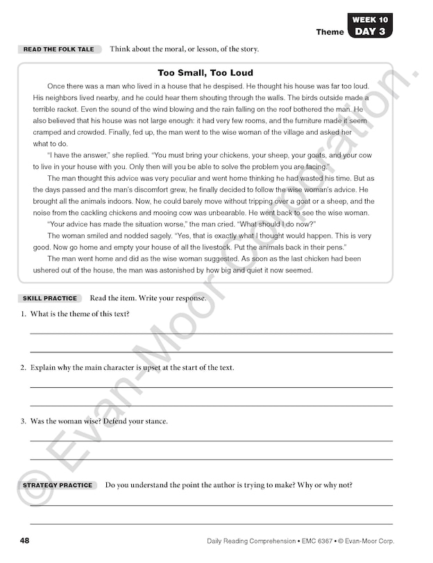 Aperçu du contenu 3_Daily Reading Comprehension, Grade 7 Student Edition Workbook