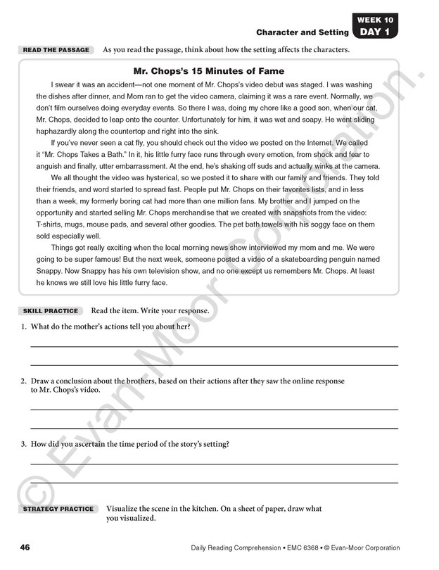 Sample content_Daily Reading Comprehension, Grade 8 Student Edition Workbook