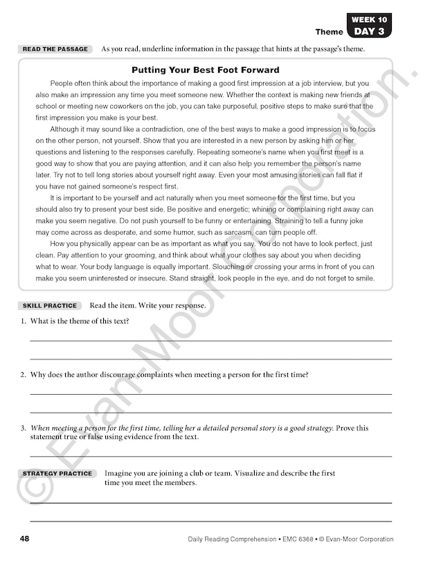 Sample content 3_Daily Reading Comprehension, Grade 8 Student Edition Workbook