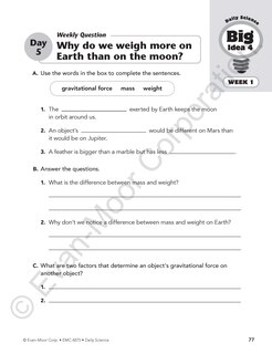 Sample content 5_Daily Science, Grade 5 Student Edition Workbook (5-pack)