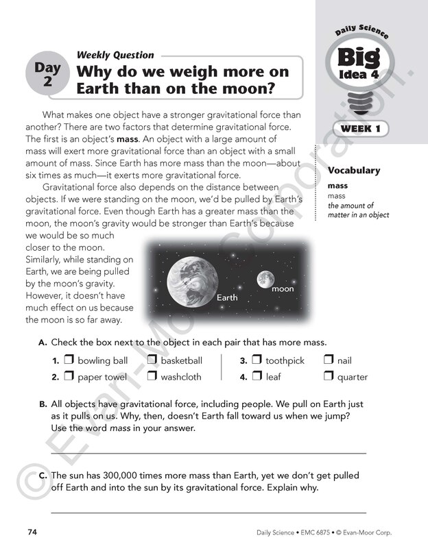 Sample content 2_Daily Science, Grade 5 Student Edition Workbook