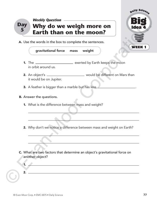 Sample content 5_Daily Science, Grade 5 Student Edition Workbook
