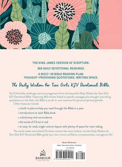 Couverture arrière_Daily Wisdom for Teen Girls KJV Devotional Bible [Blush Rainforest]